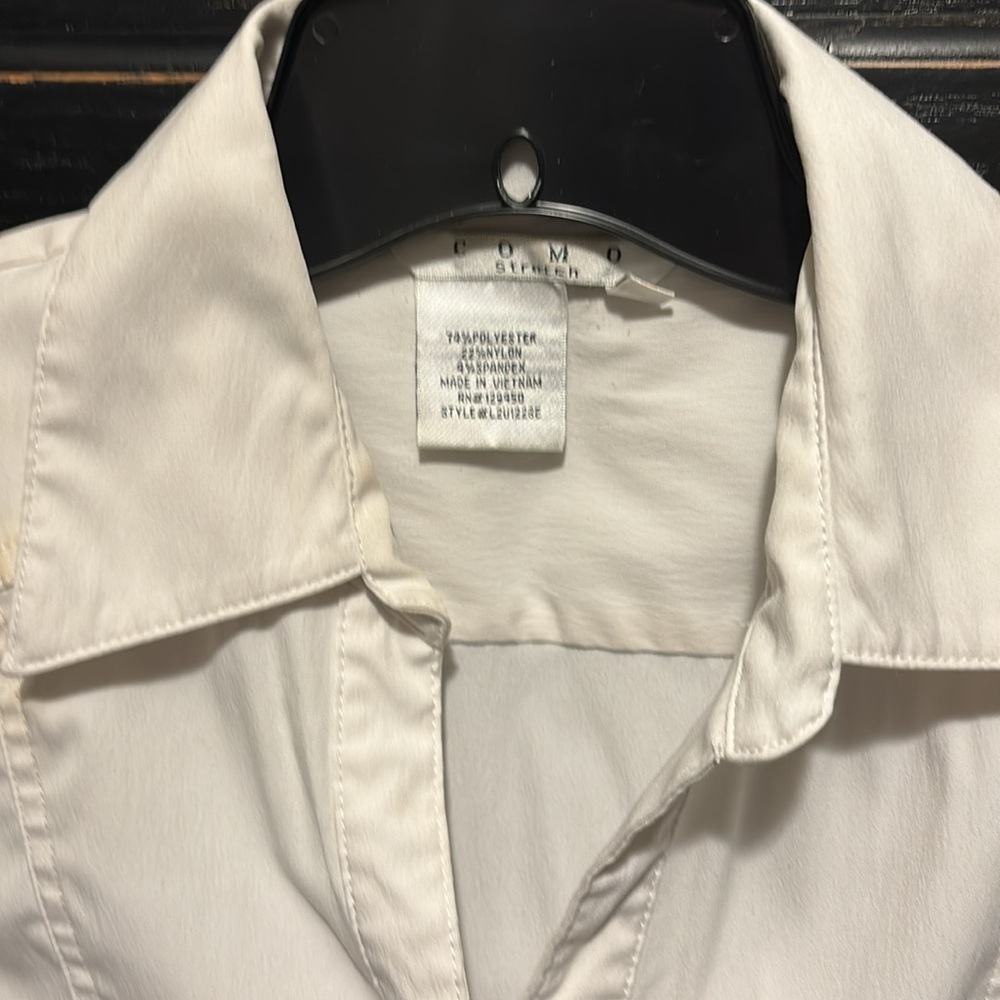 Polyester, Rayon and Spandex, White Princess Seamed Blouse, SZ Small. - Picture 2 of 3